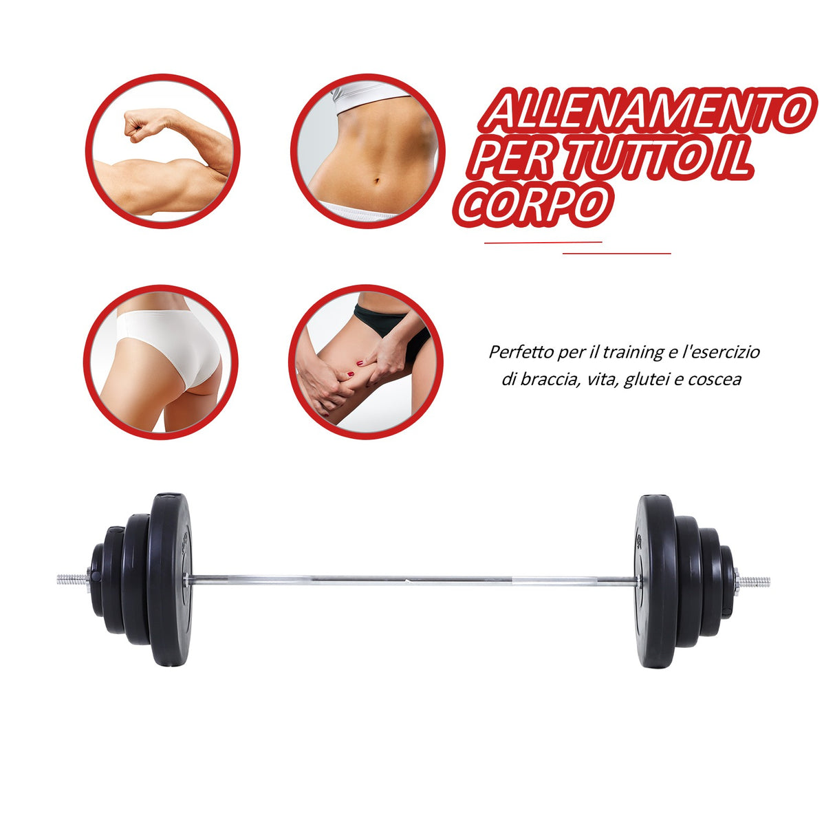 easycomfort easycomfort set bilanciere e dischi 70kg 8 dischi pesi rivestiti in pvc e barra in ferro 170x40 5x40 5cm nero