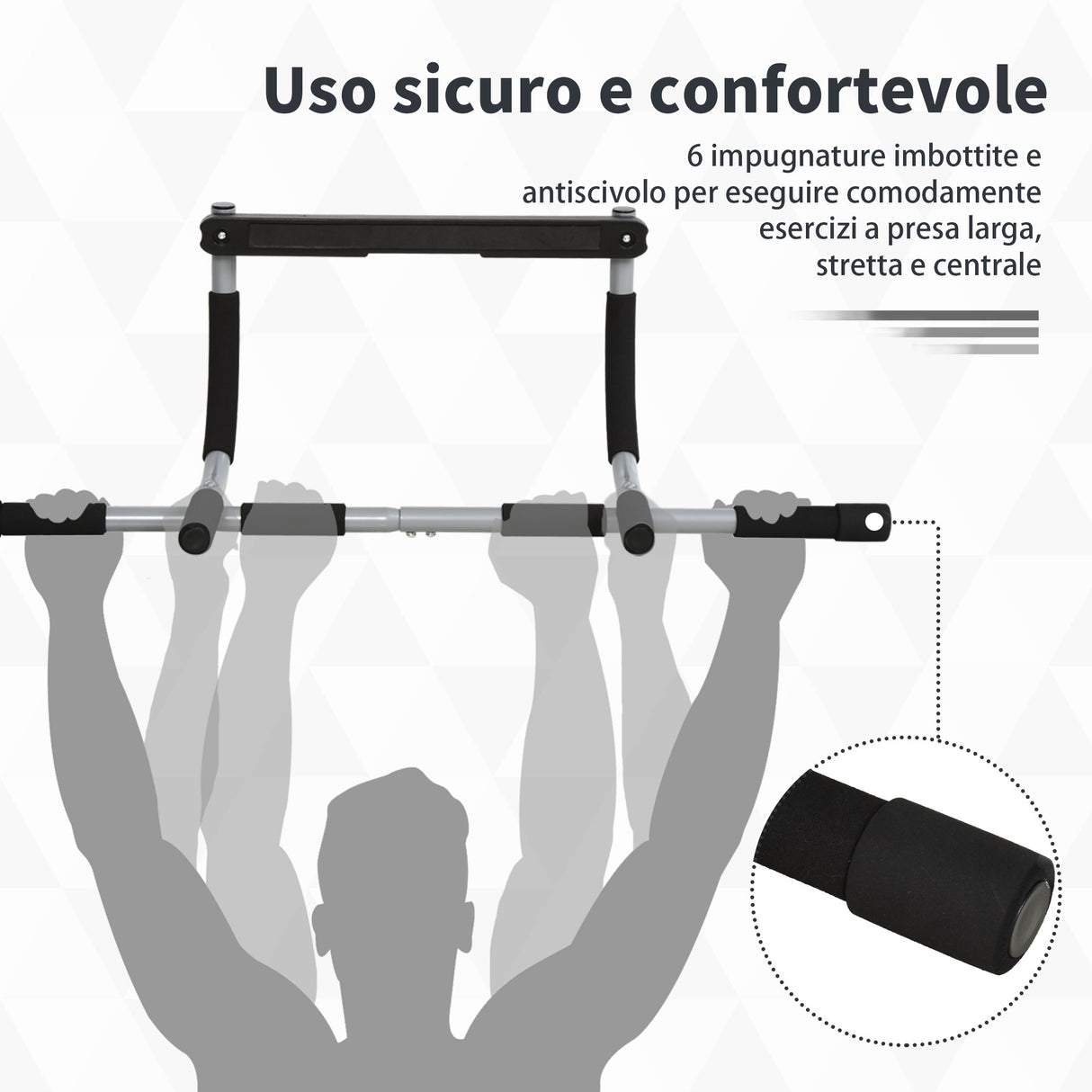 easycomfort easycomfort barra per trazioni a pressione per porta installazione senza viti e telaio in tubi di acciaio peso max 110 kg ean 8054111840408