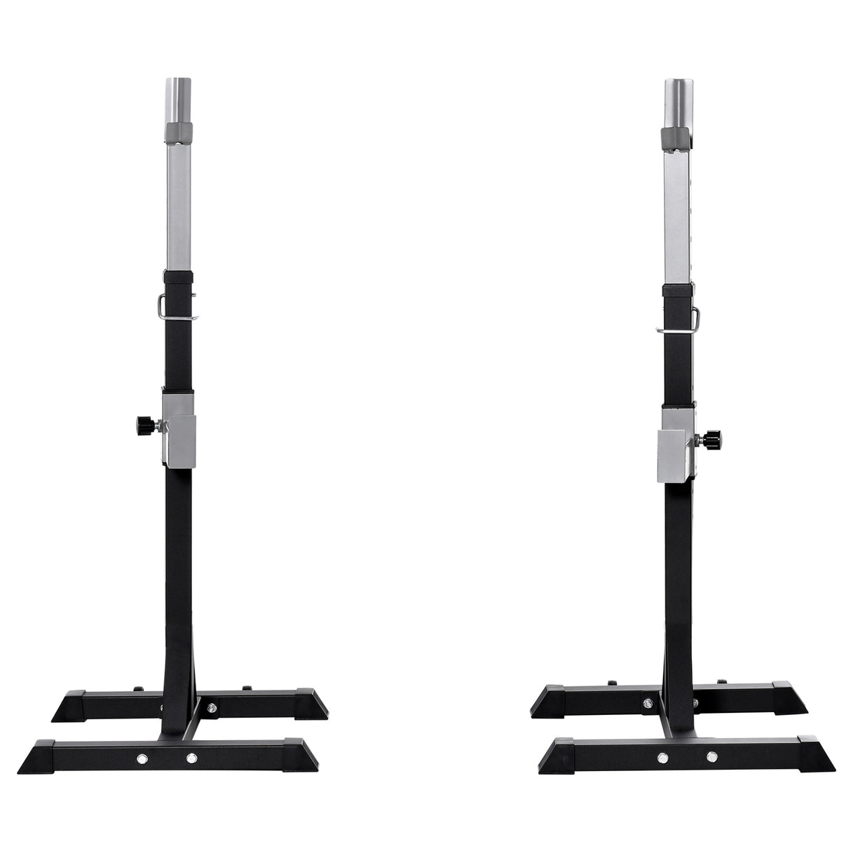 easycomfort set 2 rack porta bilanciere in acciaio ganci con altezza regolabile capacita 110kg 55x57x105 170cm nero