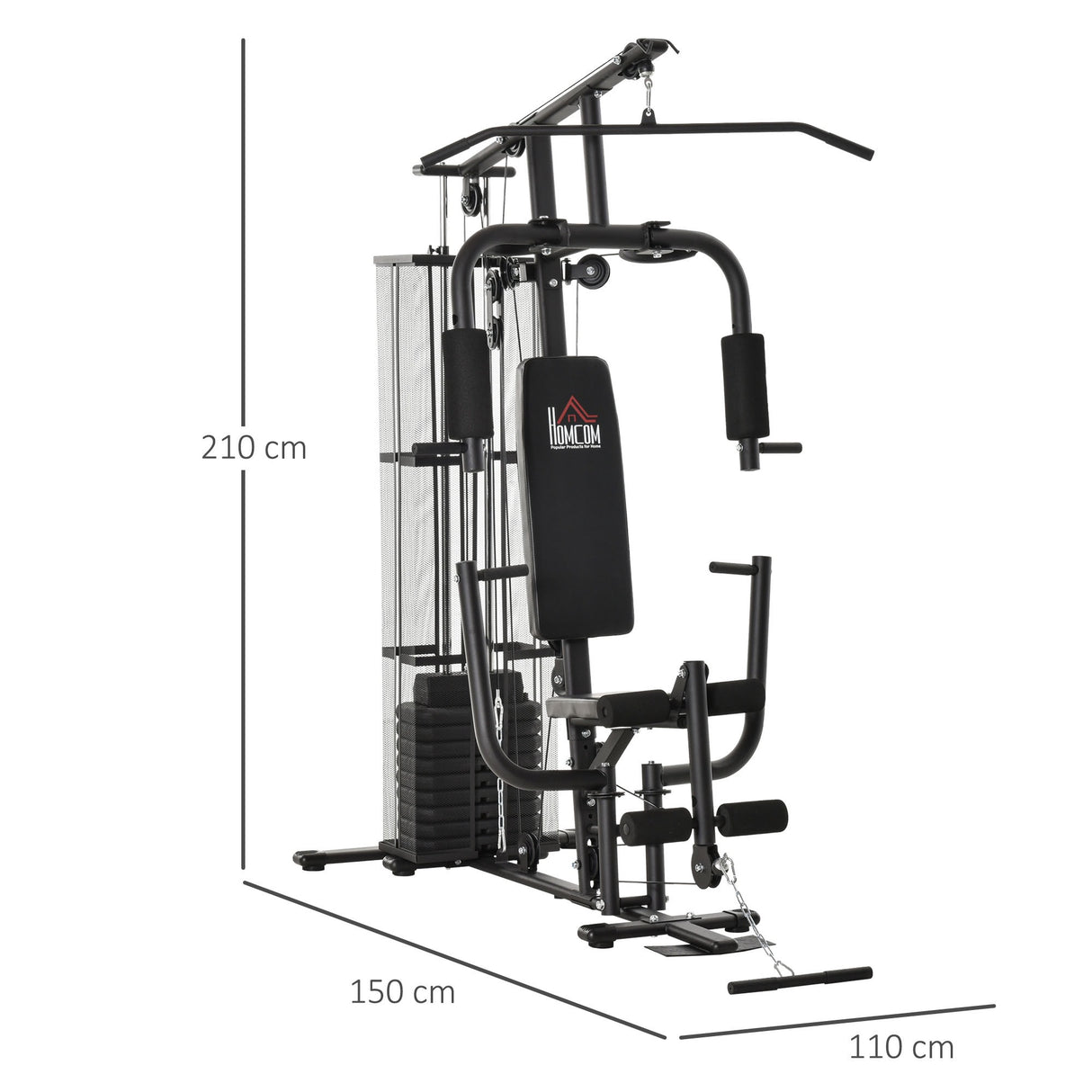 easycomfort easycomfort stazione fitness palestra multifunzione per allenamento a casa e professionale acciaio 150x110x210cm nero