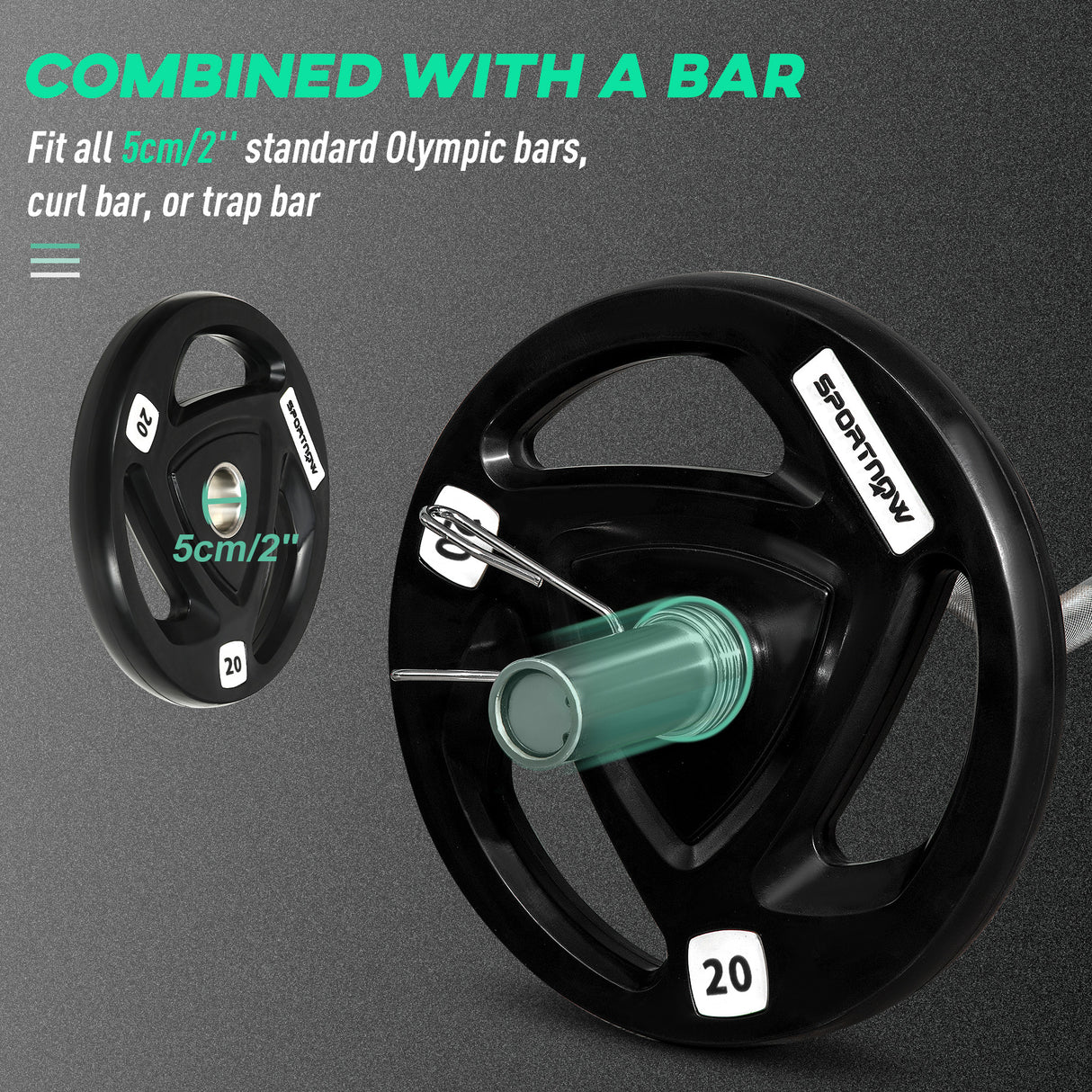 easycomfort set di 2 dischi pesi da 20kg in acciaio con rivestimento in gomma per bilanciere