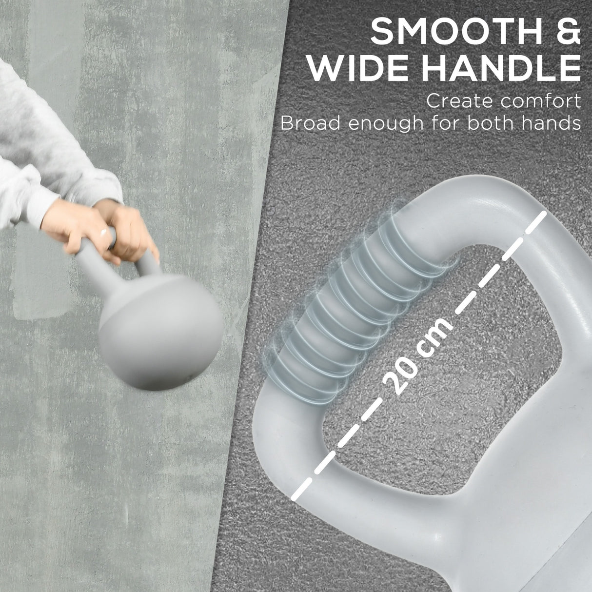 easycomfort kettlebell 12kg in pvc e sabbia metallica per allenamento spalle e bicipiti 22x22x29 cm grigio