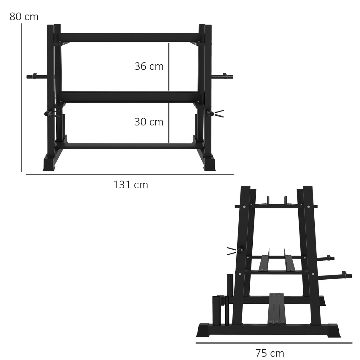 easycomfort rastrelliera per manubri in acciaio con 4 aste regolabili per pesi e kettlebell 131x75x80 cm nero