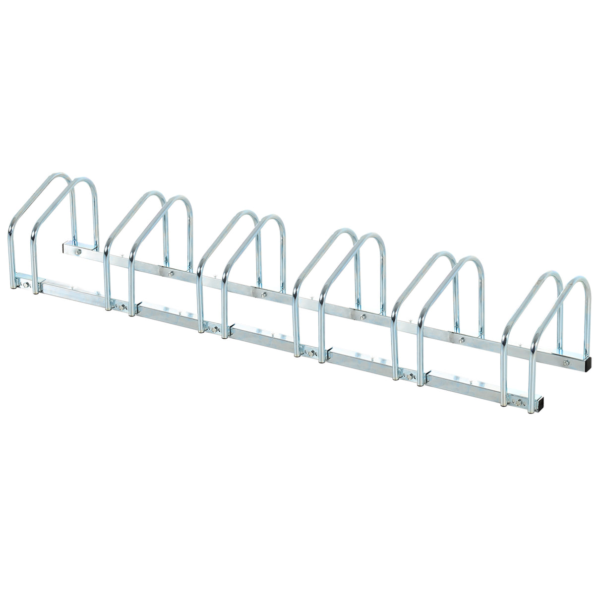 easycomfort rastrelliera portabiciclette parcheggio per 6 biciclette in acciaio 179x33x27 cm argento
