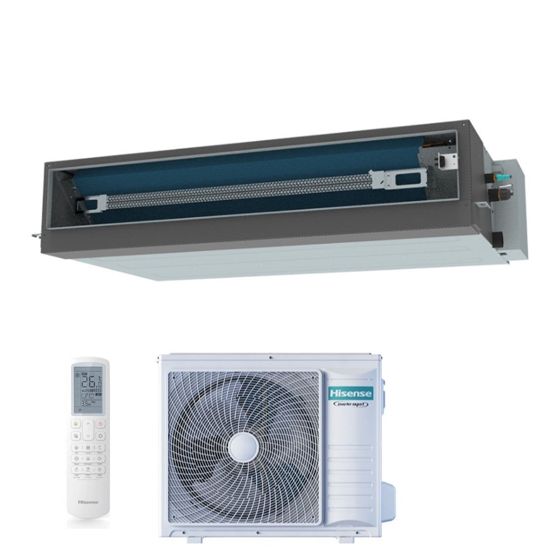 climatizzatore condizionatore hisense inverter canalizzato canalizzabile serie super 36000 btu aud105ux4reh8 _ auw105u4rk7 r 32 wi fi optional classe a__ a_ con telecomando e comando cablato di serie