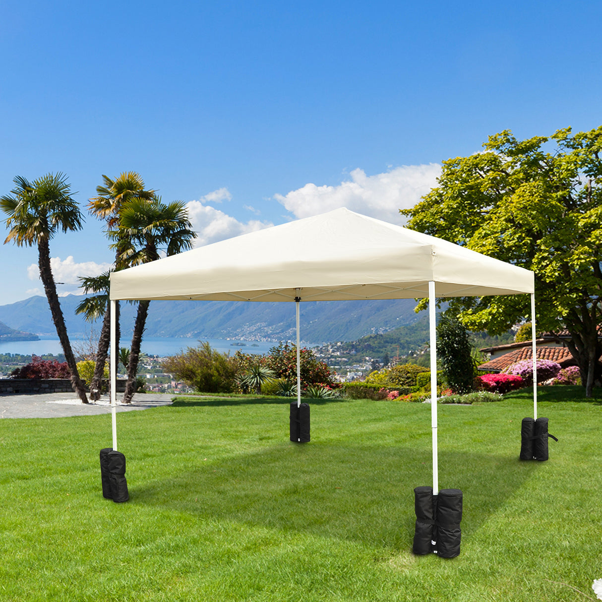 easycomfort piedistallo zavorra per ancoraggio gazebo 4 pezzi nero