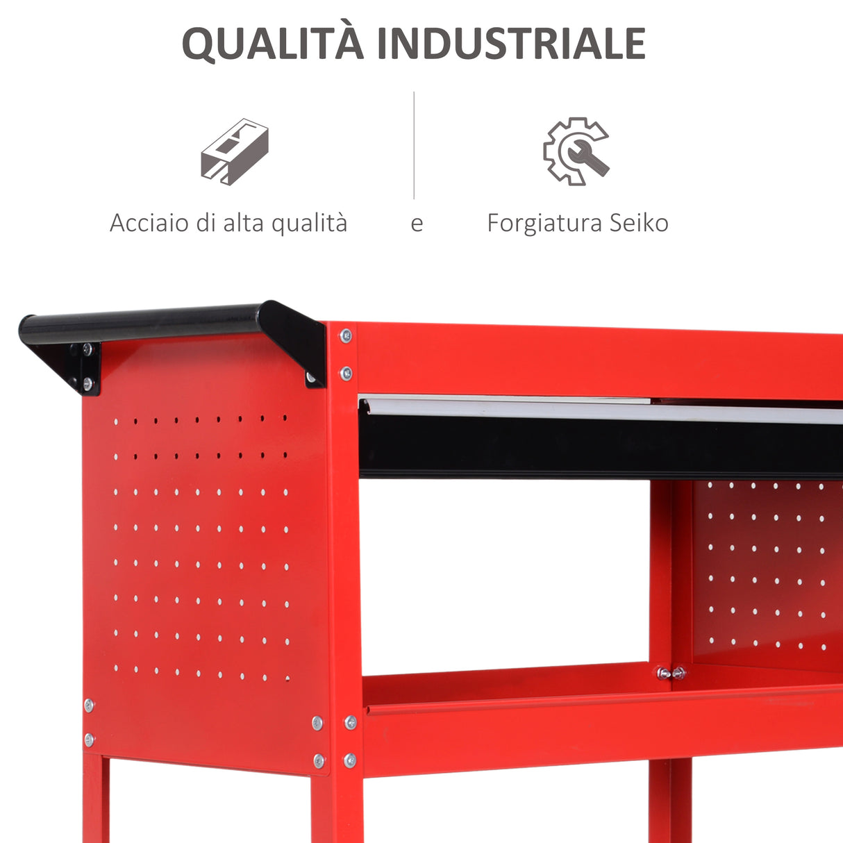 easycomfort carrello portautensili da officina rosso 70x35x75.5cm
