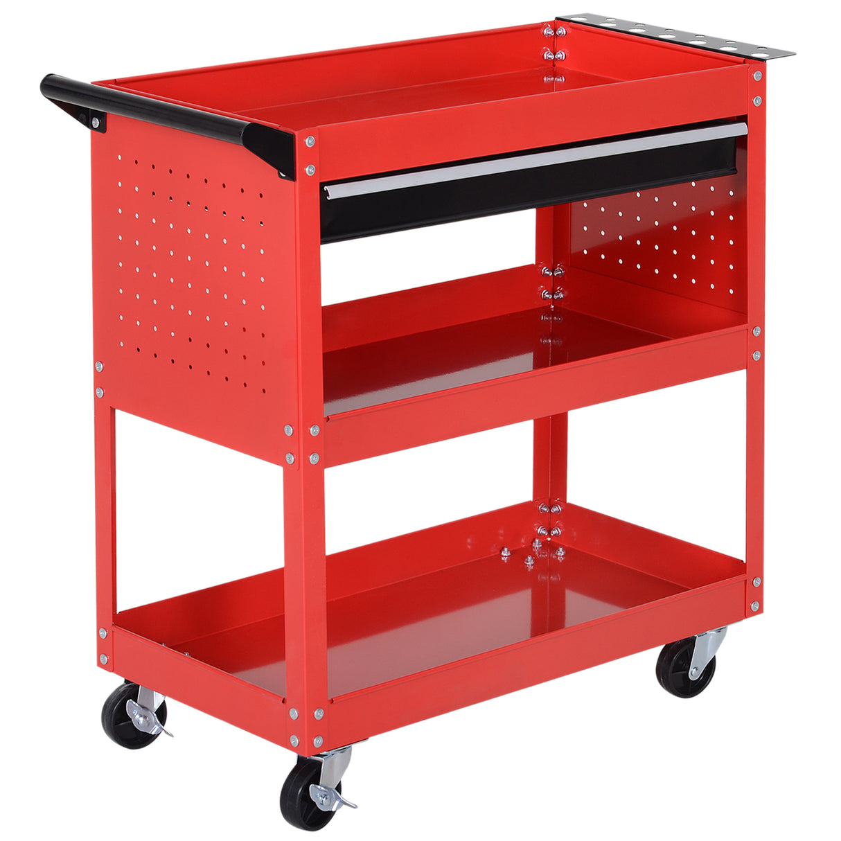 easycomfort carrello portautensili da officina rosso 70x35x75.5cm