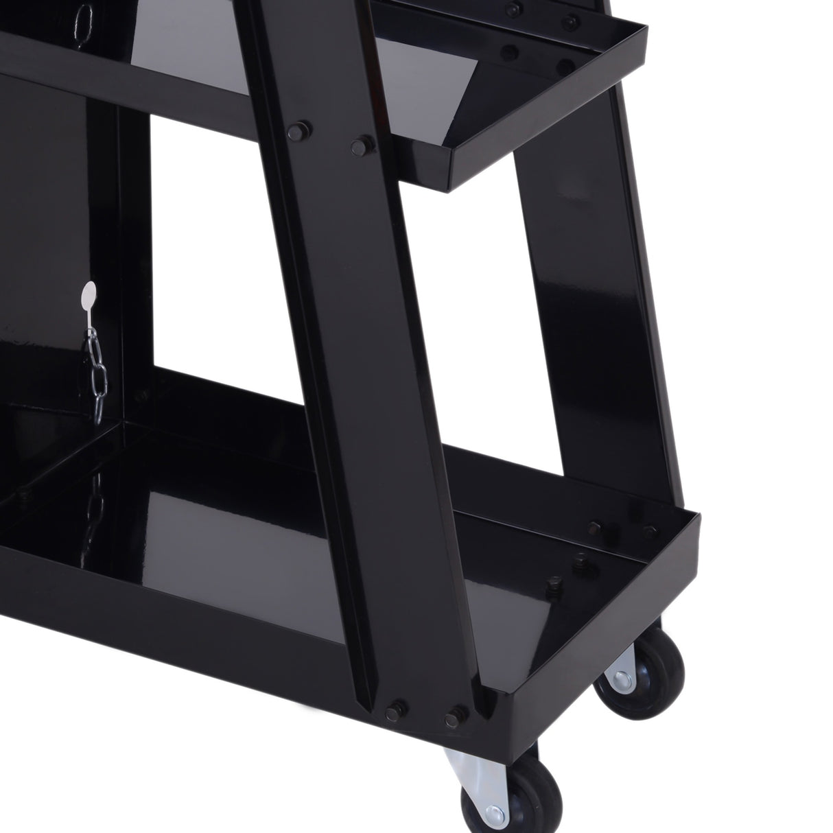 easycomfort carrello porta utensili attrezzi 3 ripiani 4 ruote in gomma max. 50kg da officina acciaio 71 x 70 x 39cm nero