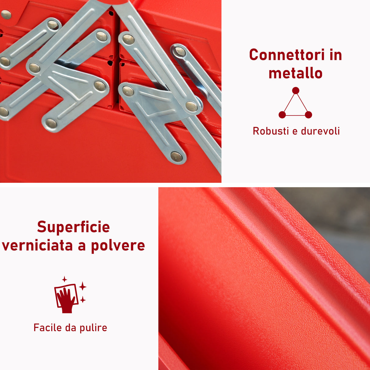 easycomfort cassetta porta attrezzi in acciaio pieghevole con 5 vassoi valigetta porta attrezzi 56x20x21 34cm rosso