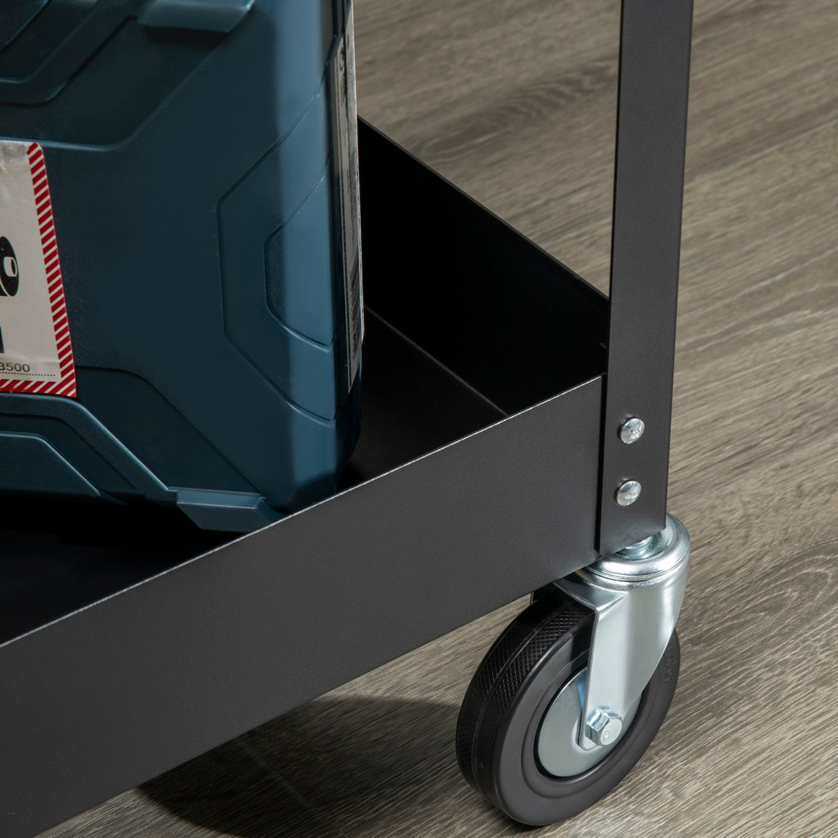 easycomfort carrello porta attrezzi a 2 ripiani in acciaio 84.5x38x84cm nero