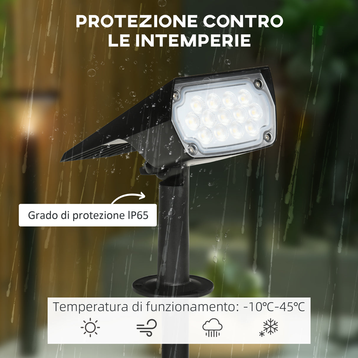 easycomfort set da 4 faretti da giardino e muro con picchetto luce solare 2 luminosita 17x10x48.3cm nero