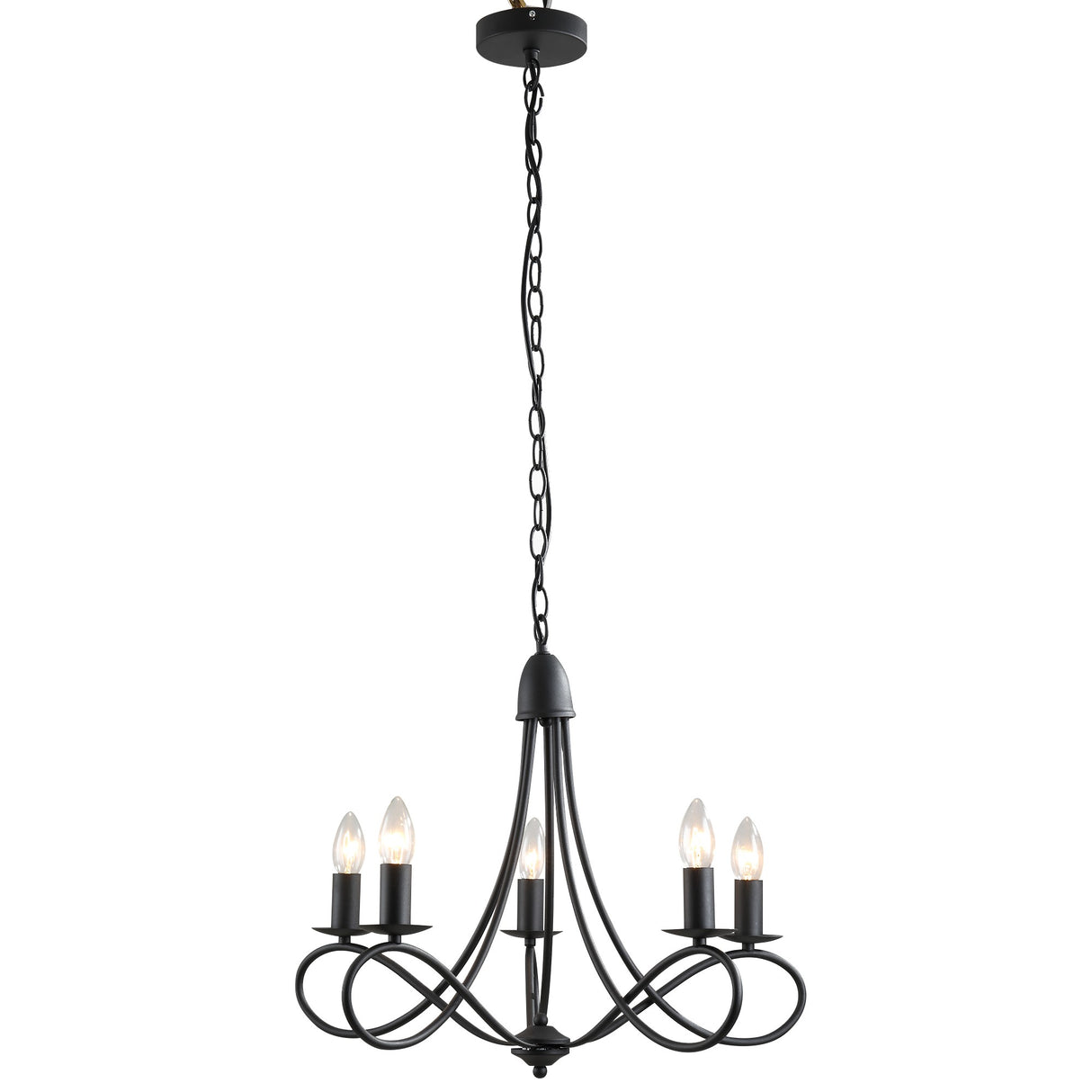 easycomfort easycomfort lampadario a soffitto stile rustico acciaio intrecciato nero con 5 candelieri regolabili e pieghevoli 58 x 45cm ean 8054144136028