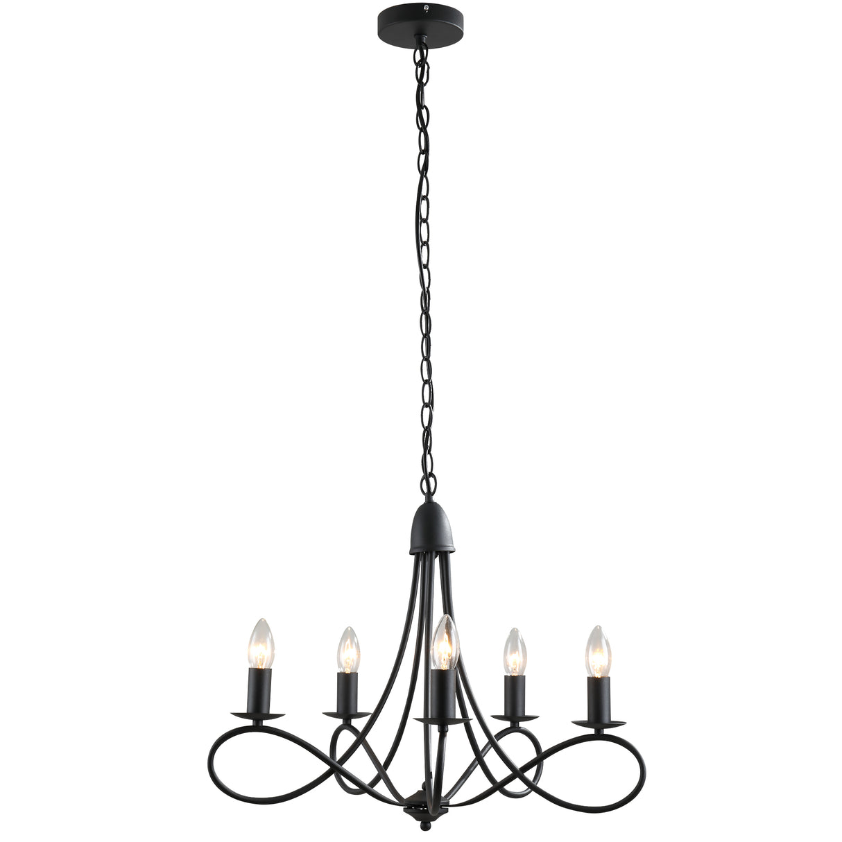 easycomfort easycomfort lampadario a soffitto stile rustico acciaio intrecciato nero con 5 candelieri regolabili e pieghevoli 58 x 45cm ean 8054144136028