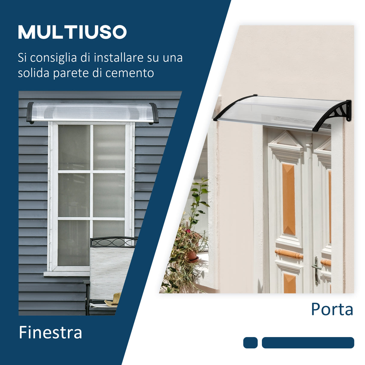 easycomfort easycomfort pensilina da esterno per finestre e porte in policarbonato e alluminio 110x60x18cm trasparente