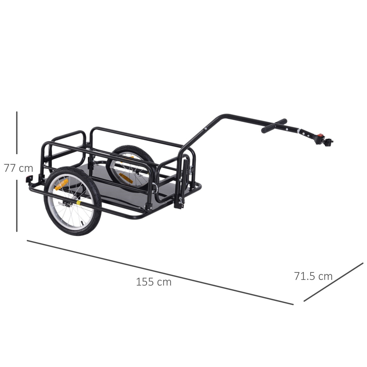 easycomfort easycomfort carrello rimorchio per bicicletta nero 156x72x82cm