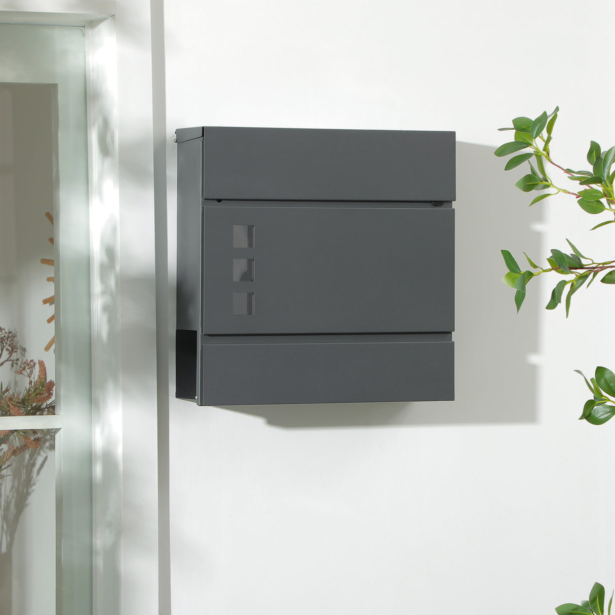 easycomfort cassetta postale in acciaio zincato con 3 fessure e 2 chiavi di sicurezza 37x10.5x37 cm grigio