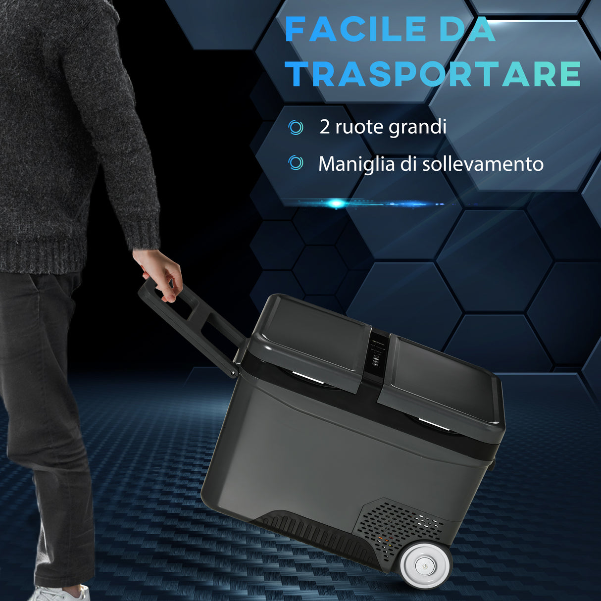 easycomfort frigo portatile elettrico a compressore da 35l con maniglia telescopica e ruote frigorifero piccolo da 12 24v dc e 110 240v ac per auto e camion