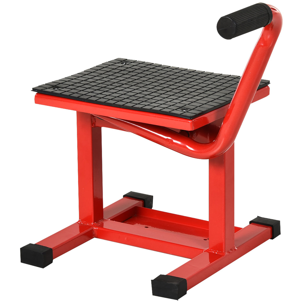 easycomfort cavalletto alzamoto in acciaio max 150kg con superficie in gomma e manovella 48x34x43 cm rosso