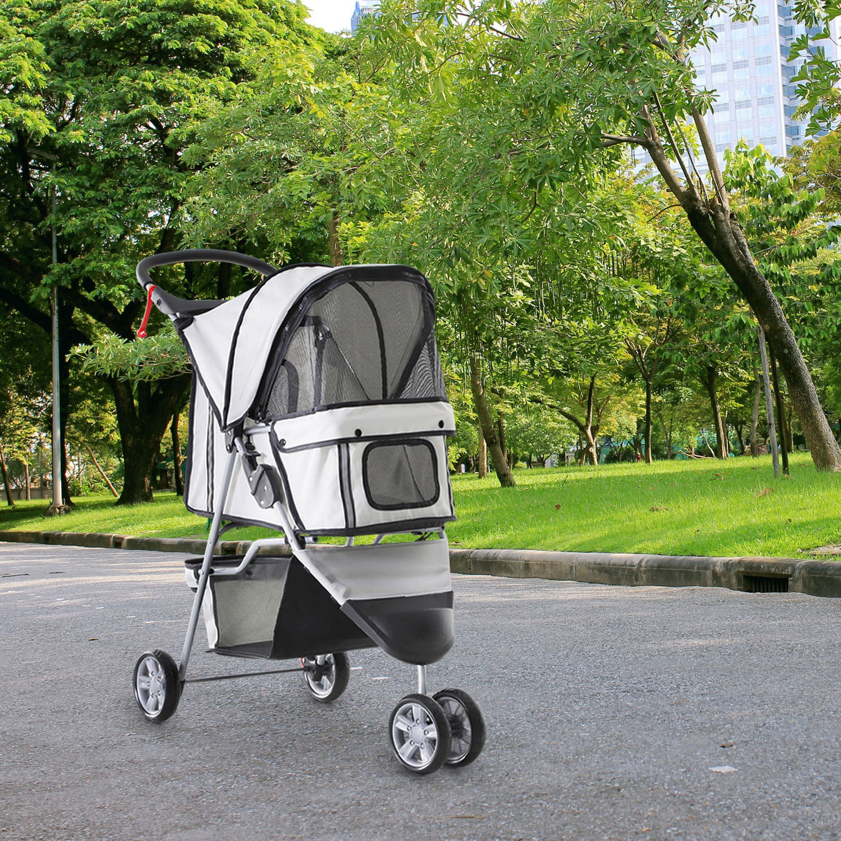 easycomfort easycomfort passeggino per cani carrello per animali domestici grigio 75 x 45 x 97cm