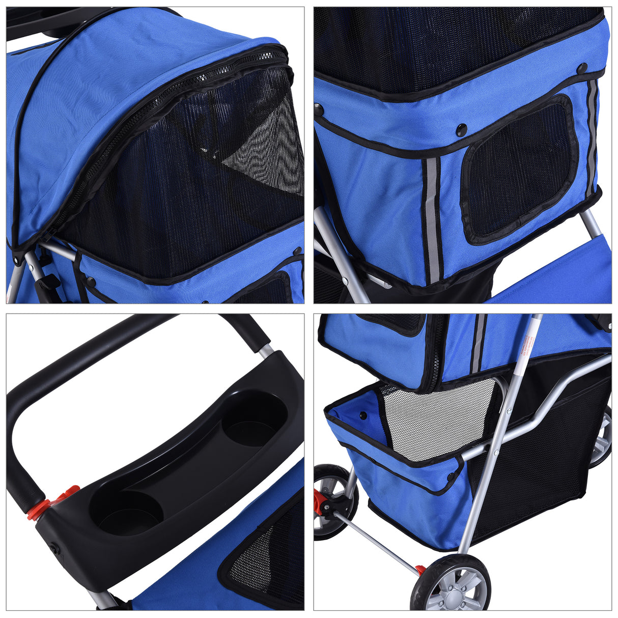easycomfort easycomfort passeggino per cani pieghevole in tessuto con cestino e portabicchieri 75x45x97 cm blu