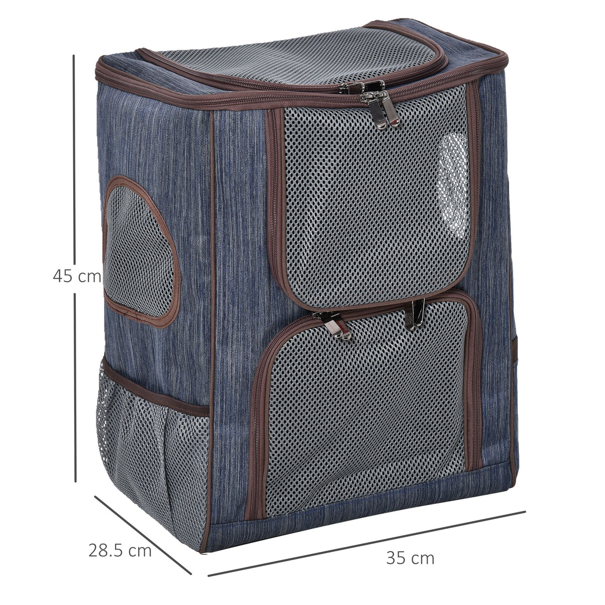 easycomfort zaino trasportino per cani e gatti in oxford cuscino rimovibile e lavabile con rete traspirante 35x28.5x45cm blu