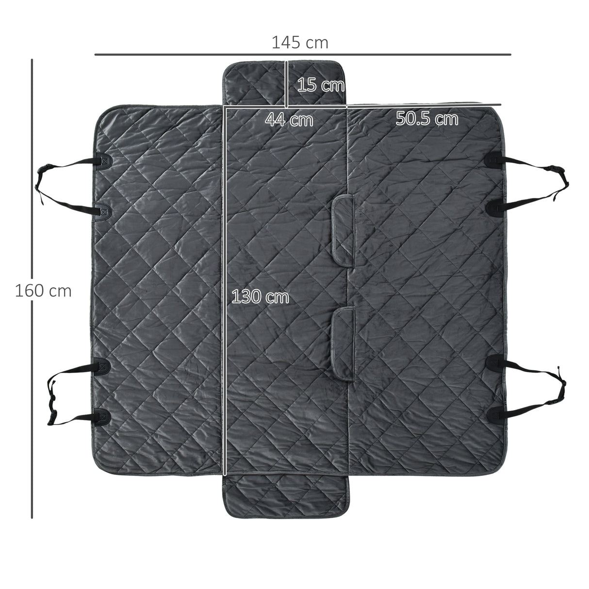 easycomfort telo coprisedile per auto effetto velluto con fondo antiscivolo e cinghie di fissaggio 160x145cm grigio