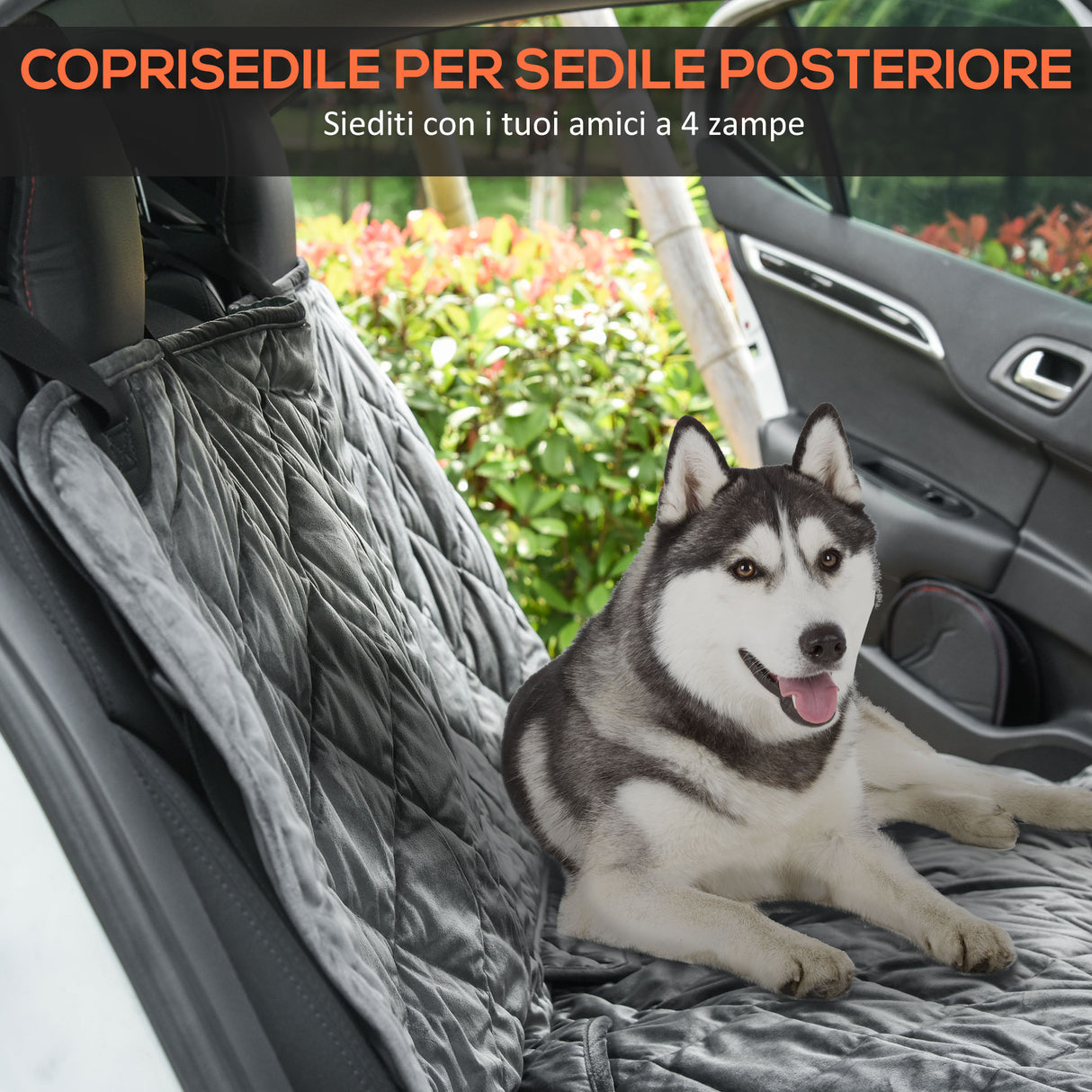 easycomfort telo coprisedile per auto effetto velluto con fondo antiscivolo e cinghie di fissaggio 160x145cm grigio