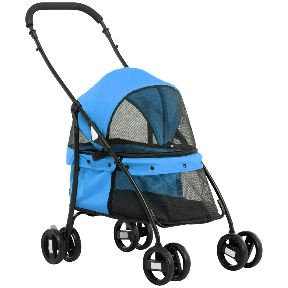 easycomfort passeggino per cani pieghevole con tettuccio regolabile e ruote girevoli 82x47x97cm blu