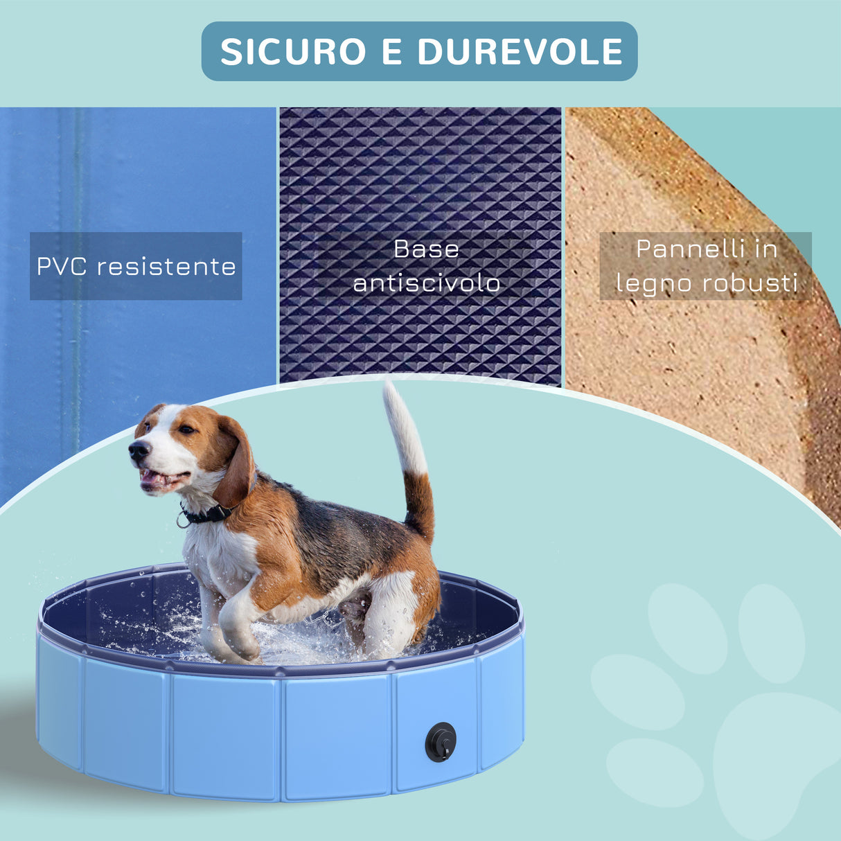 easycomfort easycomfort piscina per cani animali domestici portatile pieghevole in pvc blu o80x20cm