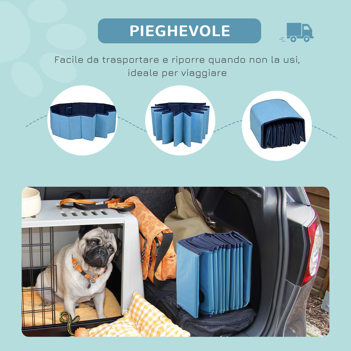 easycomfort easycomfort piscina pieghevole per cani in pvc azzurro 140x30cm oxh