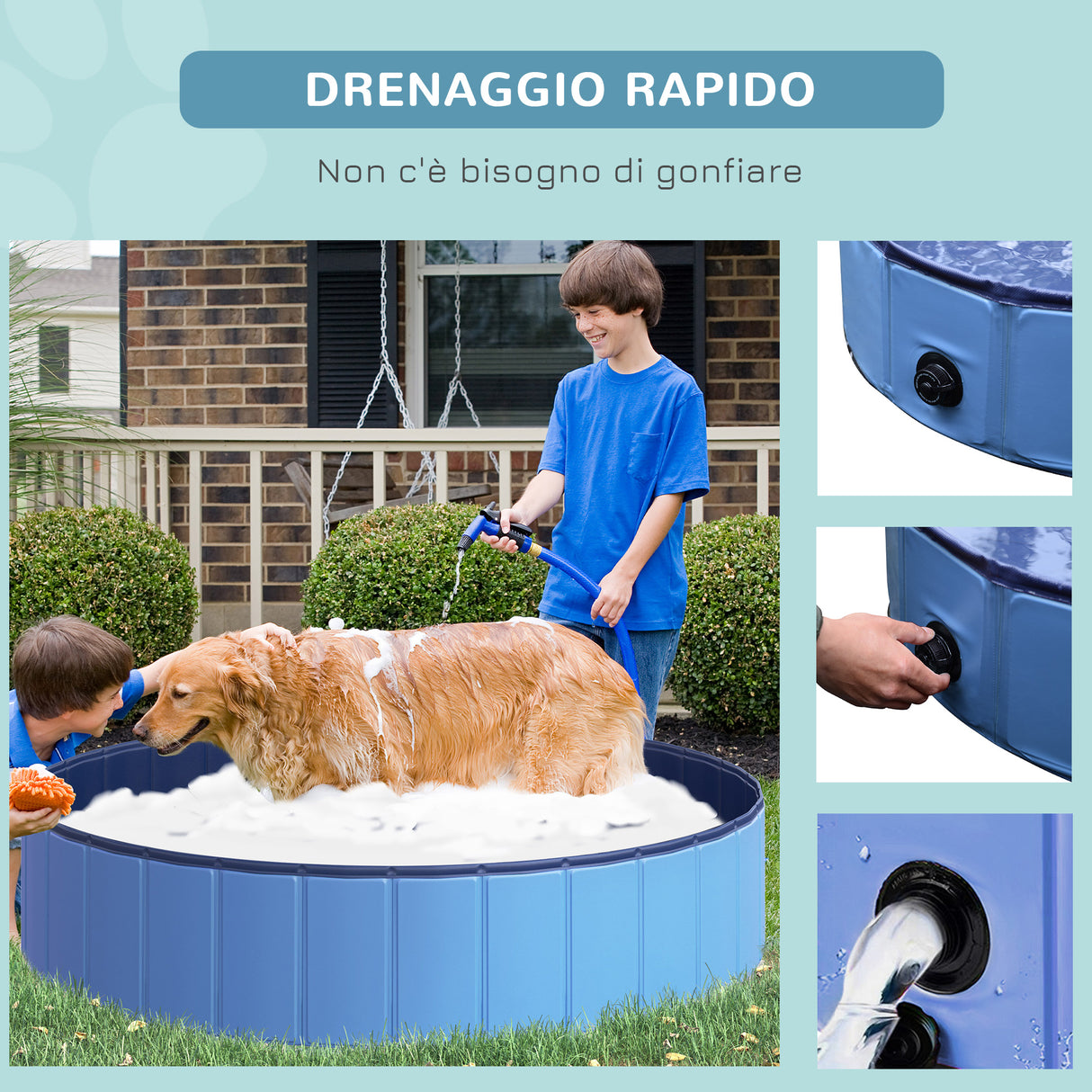 easycomfort easycomfort piscina pieghevole per cani in pvc azzurro 140x30cm oxh
