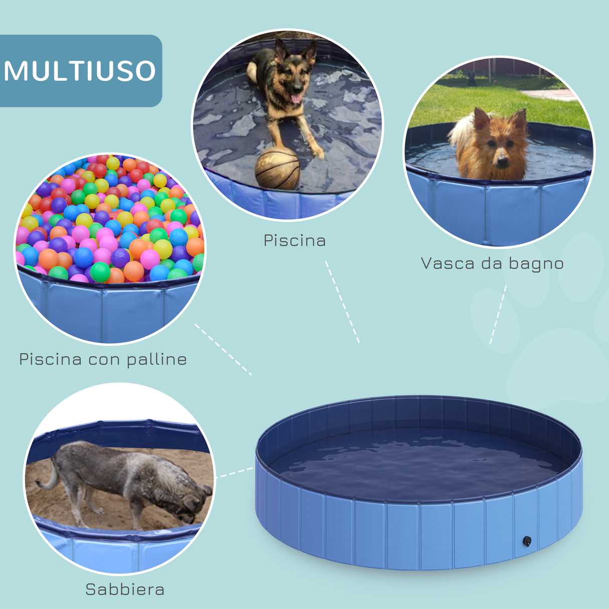 easycomfort easycomfort piscina pieghevole per cani in pvc azzurro 160x30cm oxh