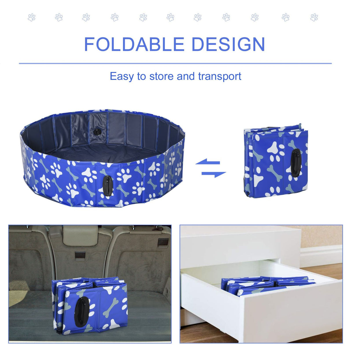 easycomfort easycomfort piscina rigida per cani taglia media 65kg in plastica dura e antiscivolo per giardino o interni blu 120x30cm