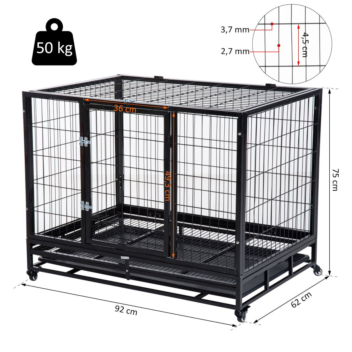 easycomfort easycomfort gabbia box per cani cuccioli da interno esterno con rotelle 92 62 75cm