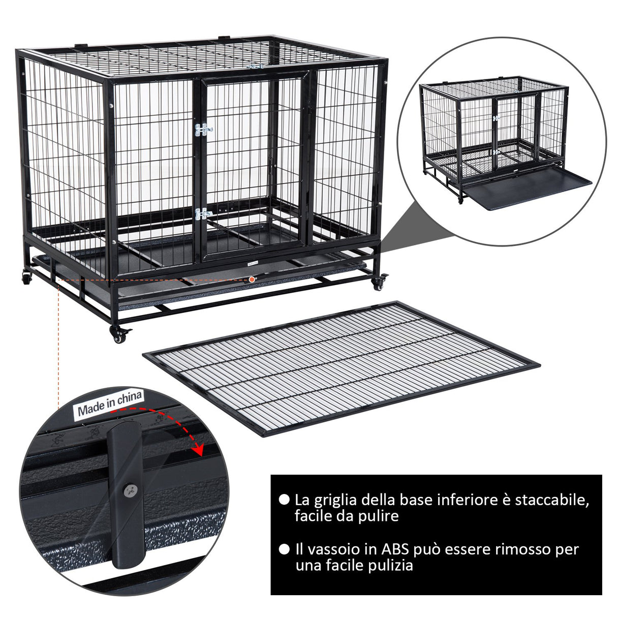easycomfort easycomfort gabbia box per cani cuccioli da interno esterno con rotelle 92 62 75cm
