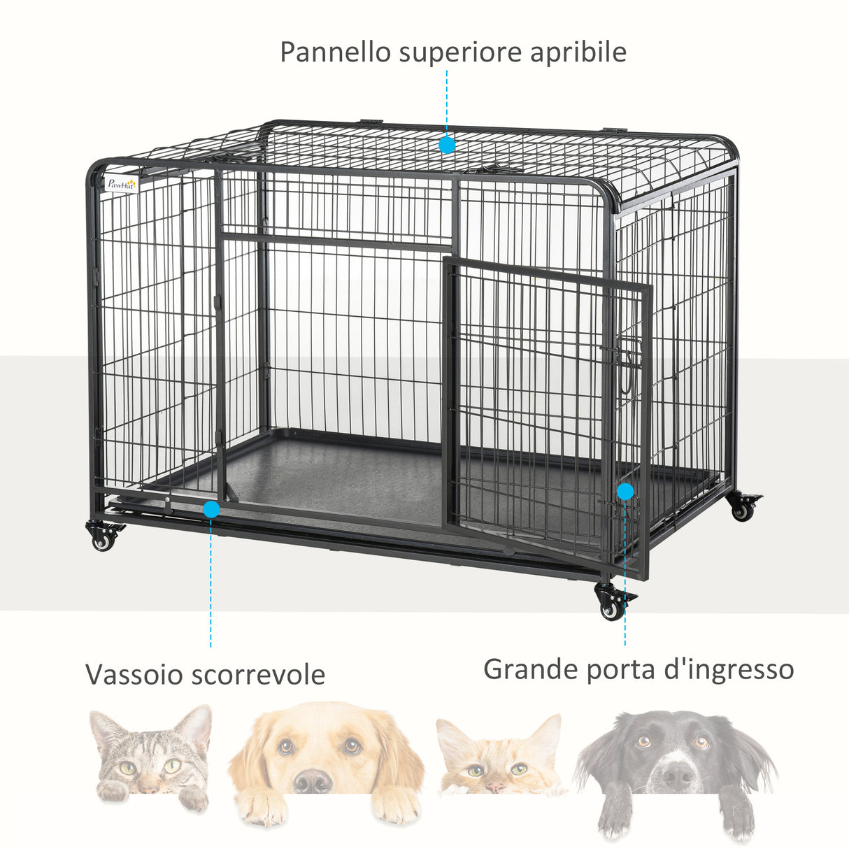 easycomfort easycomfort kennel gabbia per cani pieghevole con freno e fondo rimovibile grigio