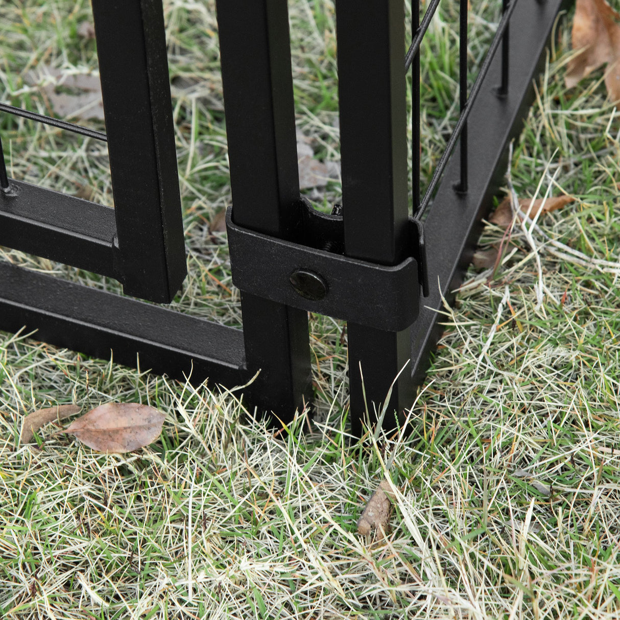 easycomfort recinto per cani pieghevole con copertura 8 pannelli con porta bloccabile 141x141x113cm nero