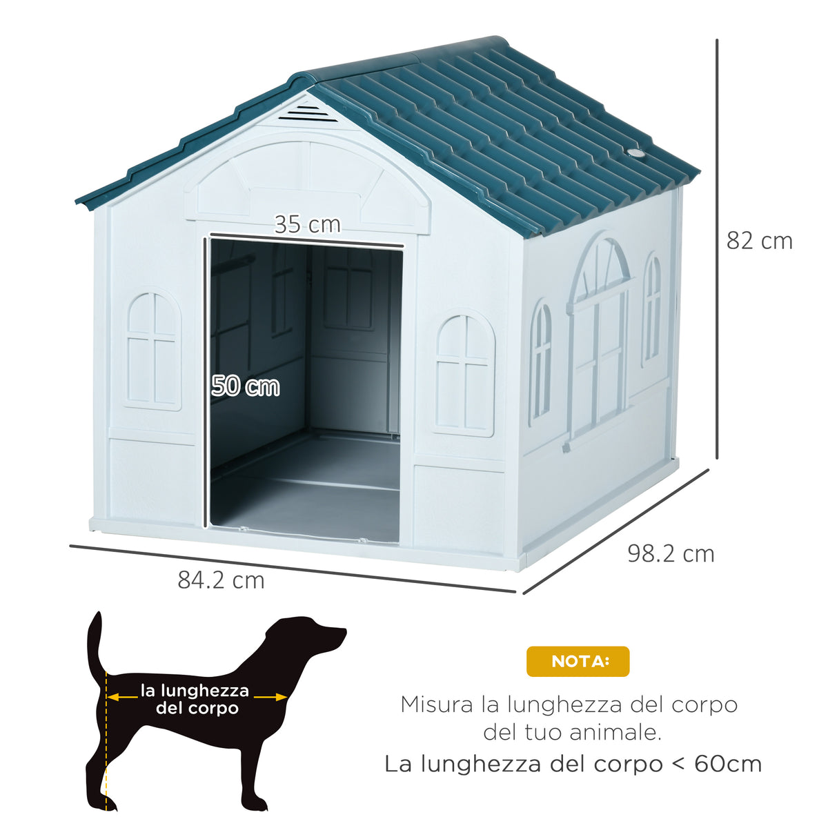 easycomfort cuccia per cani di taglia media e grande max 30kg in pp impermeabile 84.2x98.2x82cm blu