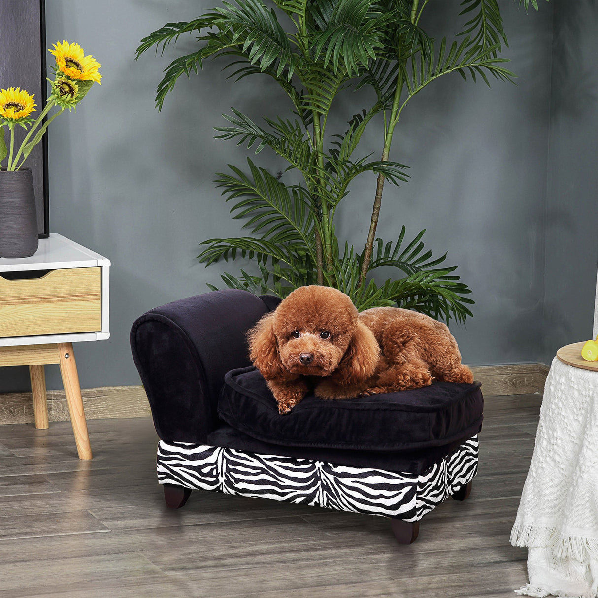 easycomfort easycomfort divanetti per cani per animali domestici con vano portaoggetti nero e bianco 57x34x36cm