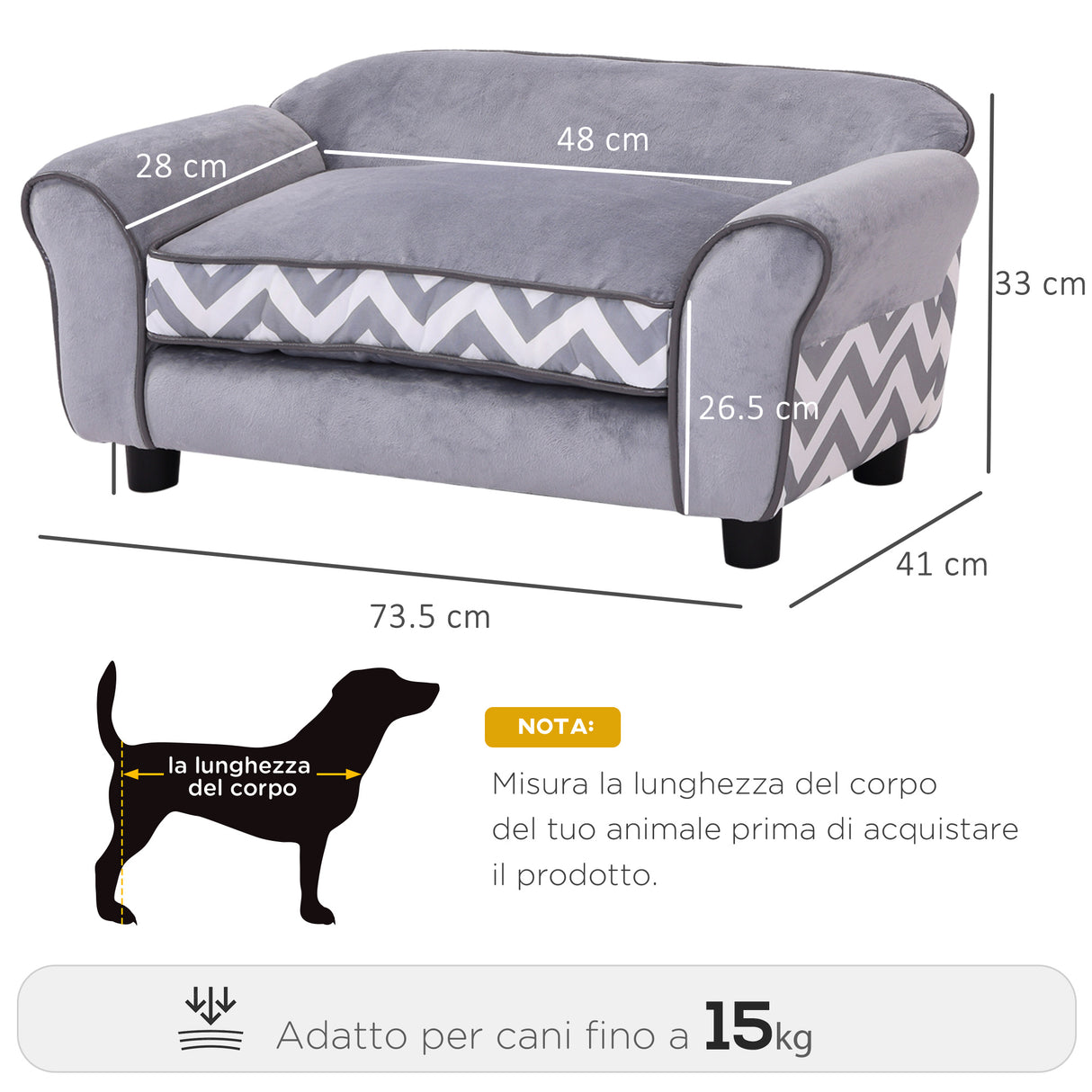 easycomfort easycomfort divanetti per cani cuccia per animali domestici grigio 73.5x41x33cm
