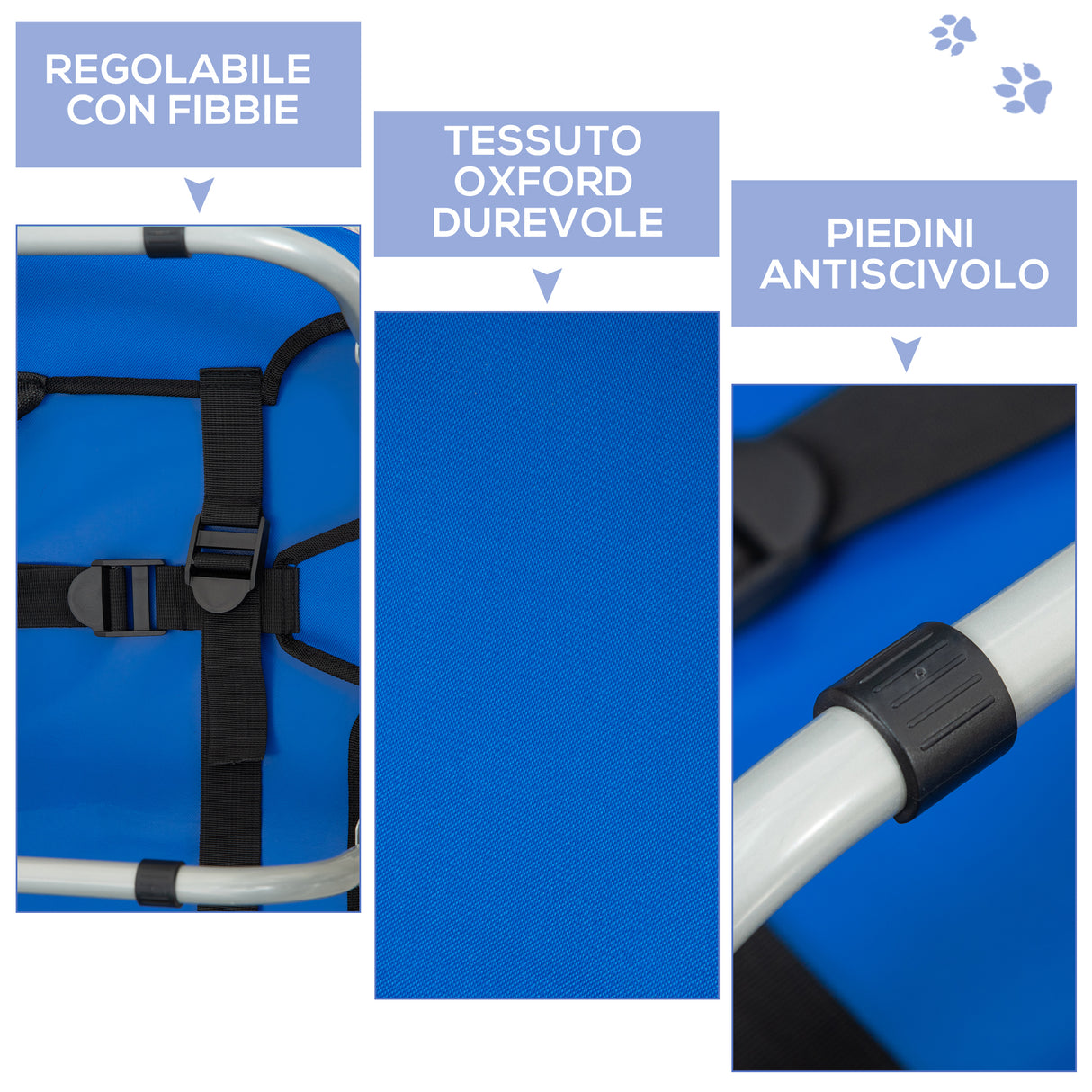 easycomfort easycomfort brandine pieghevoli per cani in tessto oxford blu 71x58x18cm