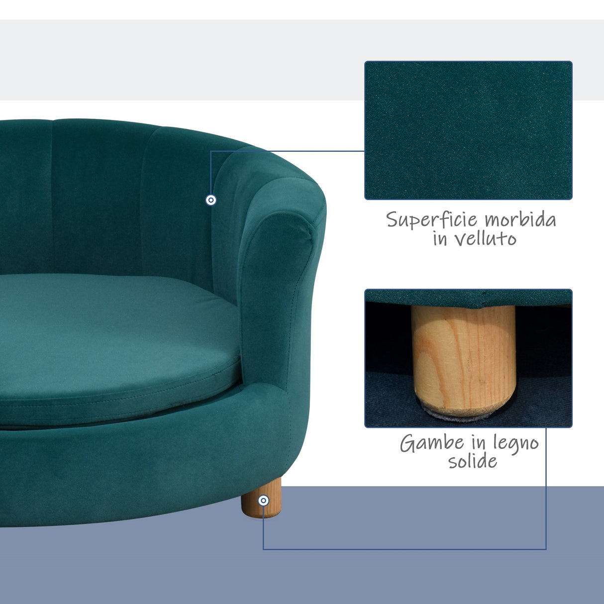 easycomfort easycomfort divano per cani imbottito con schienale e cuscino rimovibile cuccia per gatto da interno 65x64x37cm verde
