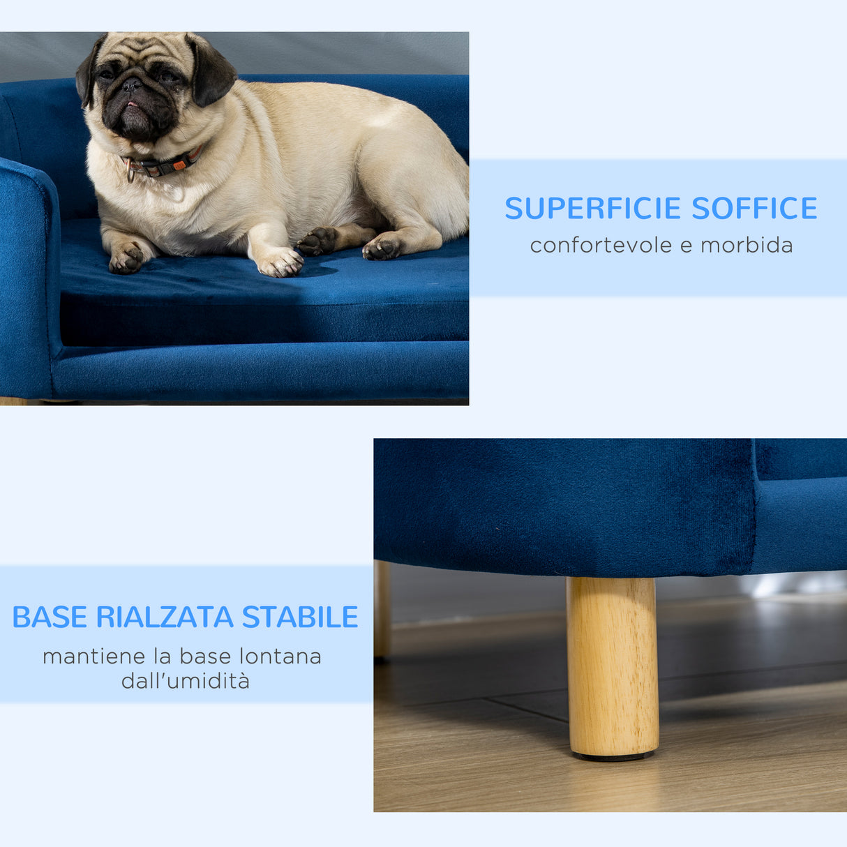 easycomfort cuccia da interni divano per gatti o cani di taglia piccola e media in velluto blu