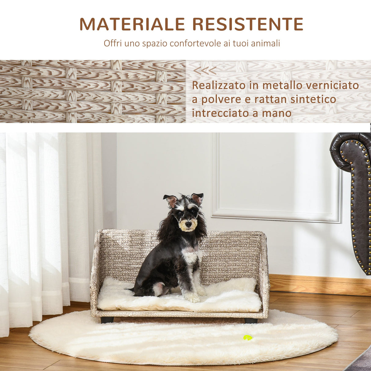easycomfort easycomfort cuccia per cani e gatti rialzata in rattan con cuscino lavabile bianco lettino per animali da interno 70 5x40x37 5cm beige