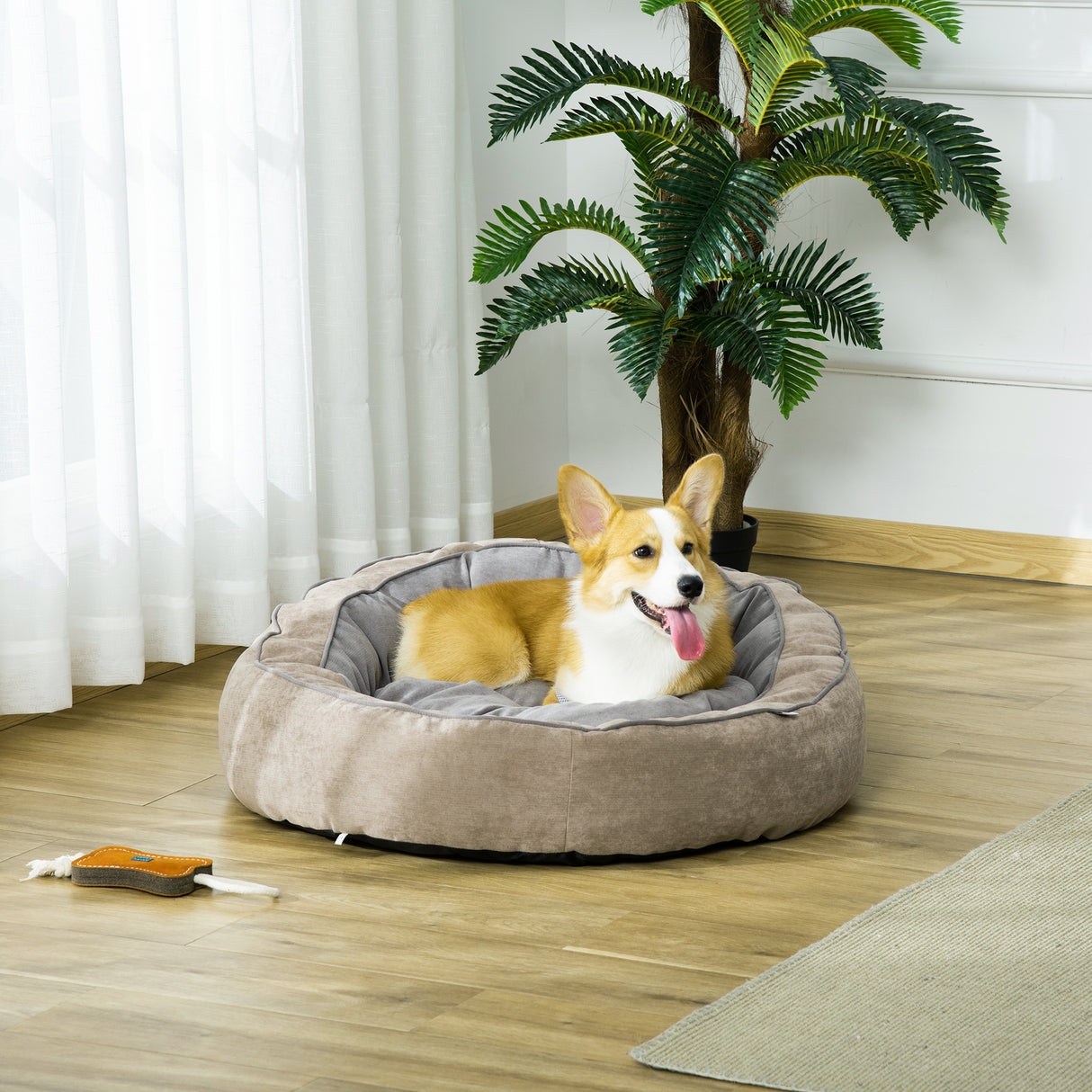 easycomfort easycomfort cuccia per cani imbottita con cuscino e bordi rialzati rivestimento in tessuto 85x85x35cm grigio