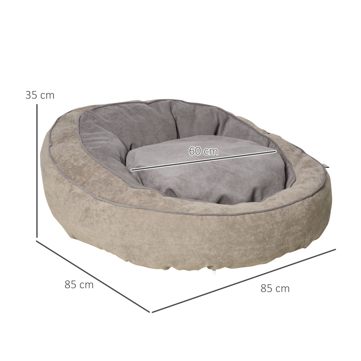 easycomfort easycomfort cuccia per cani imbottita con cuscino e bordi rialzati rivestimento in tessuto 85x85x35cm grigio