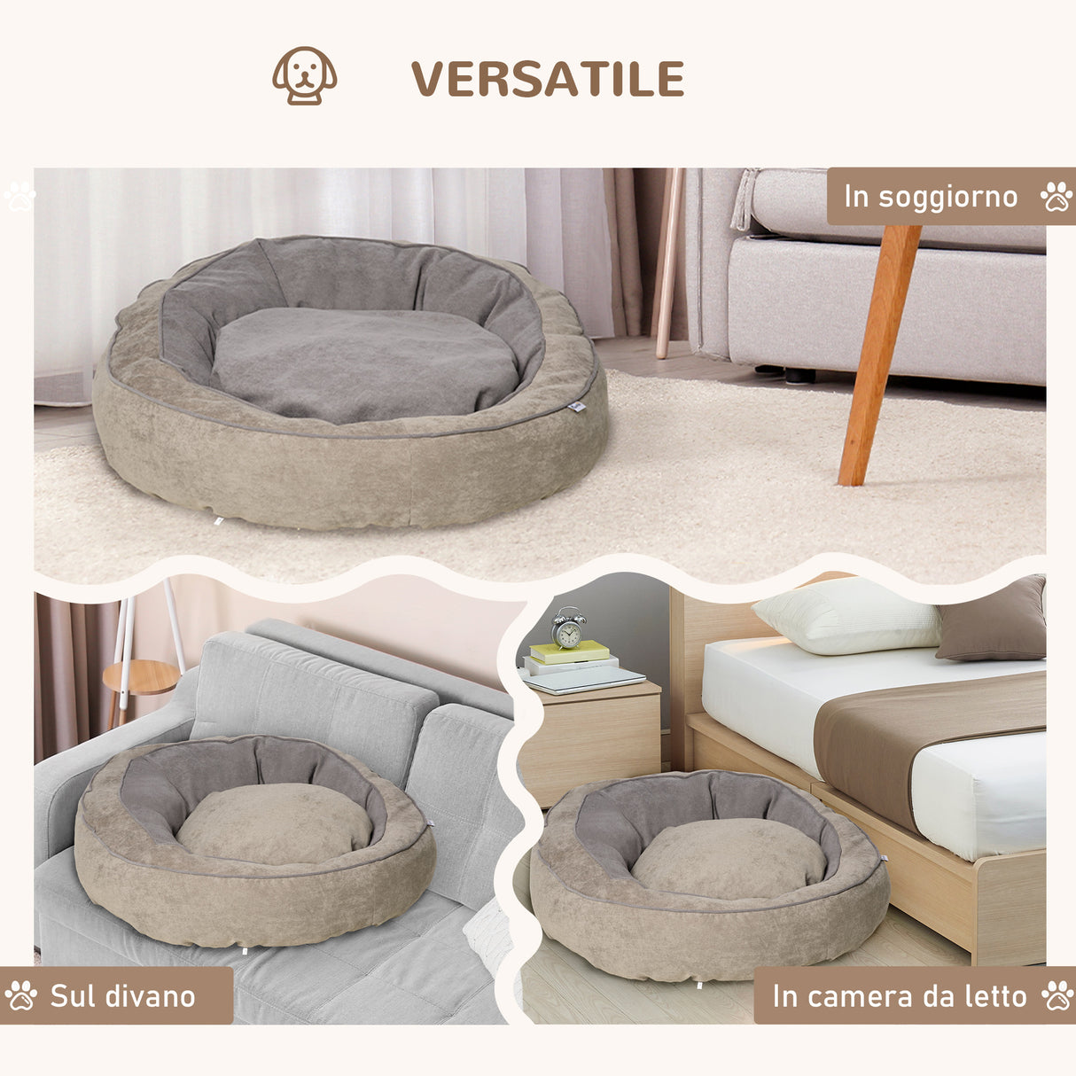 easycomfort easycomfort cuccia per cani imbottita con cuscino e bordi rialzati rivestimento in tessuto 85x85x35cm grigio