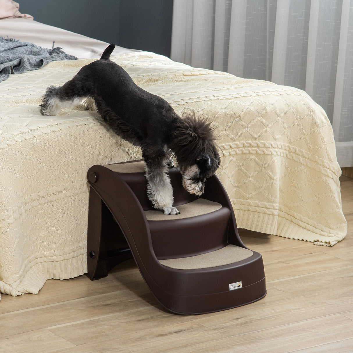 easycomfort easycomfort scaletta per cani pieghevole con 3 gradini antiscivolo in pp 49x38x38 cm marrone