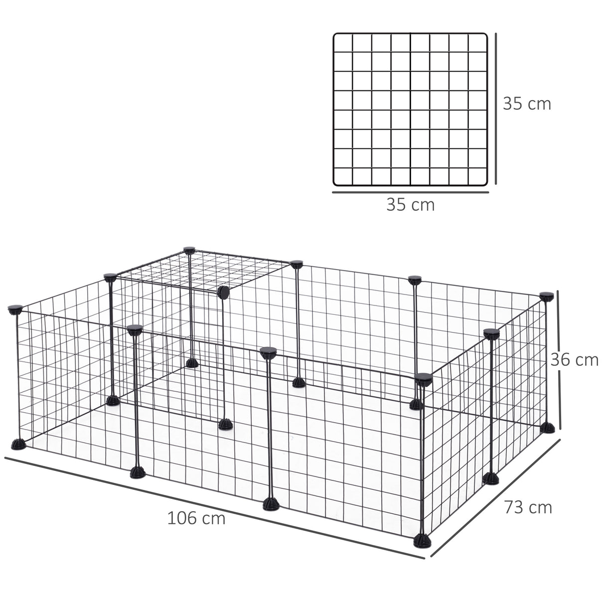 easycomfort easycomfort recinto modulare per animali domestici nero 12 moduli 35x35cm